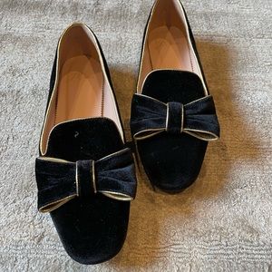 J Crew Black Velvet Flat